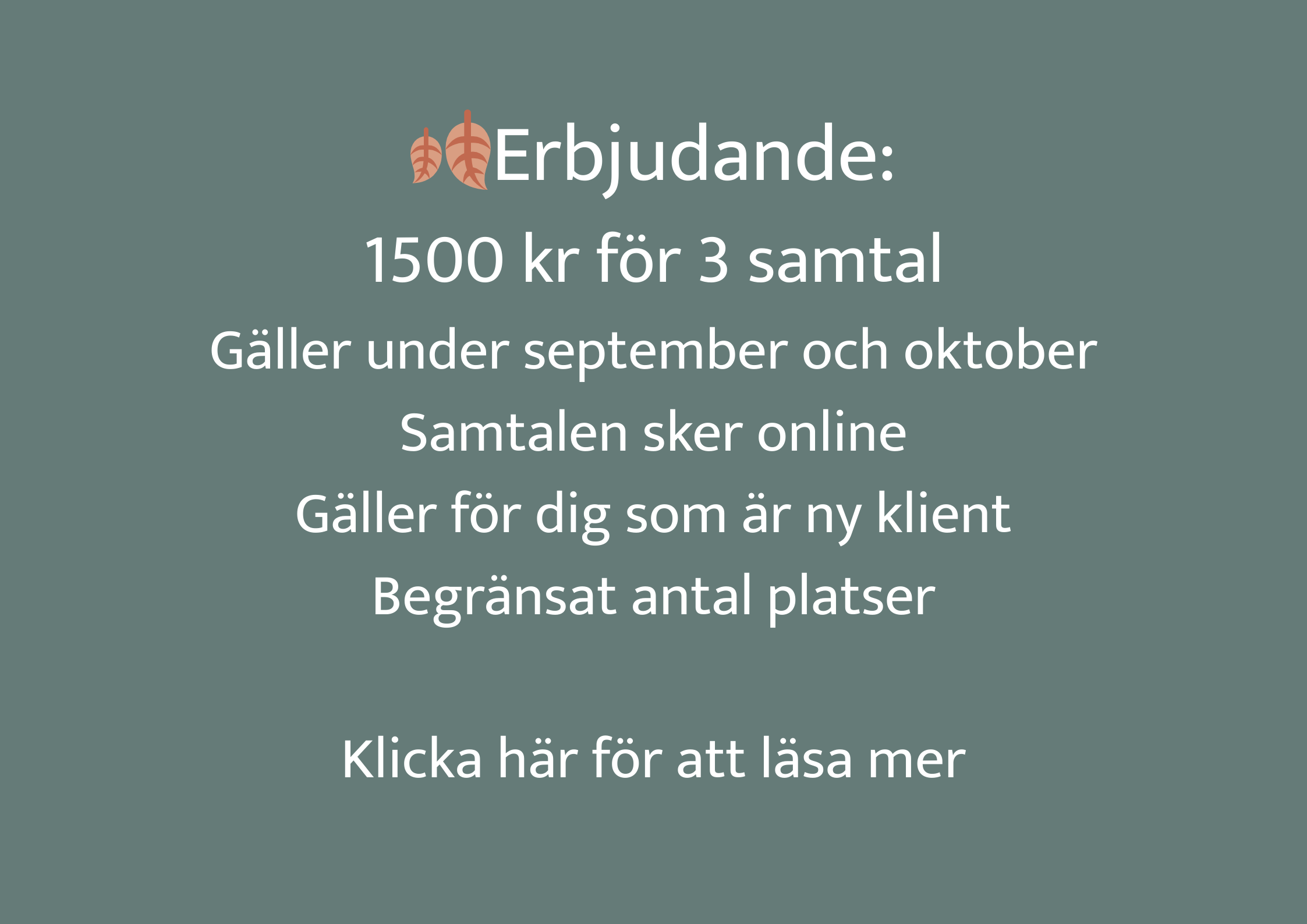 Samtalsterapi Stockholm erbjudande kampanj online